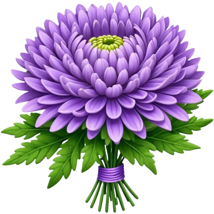 bouquet Lavender Chrysanthemum, luxuriant, leaf, bud emoji