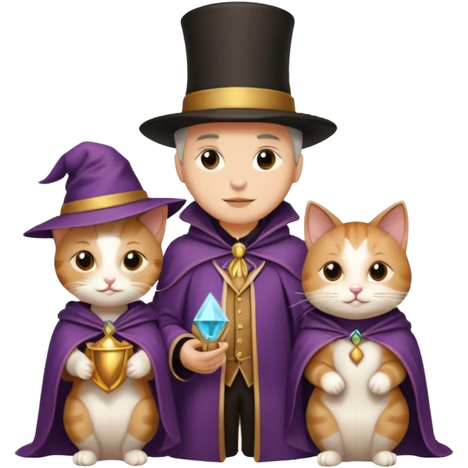 magician couple and their pet cat emoji