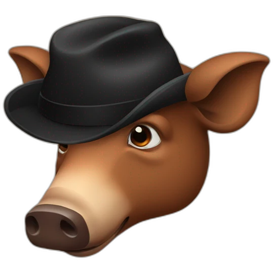 fullface emotionless brown boar with black winter hat emoji