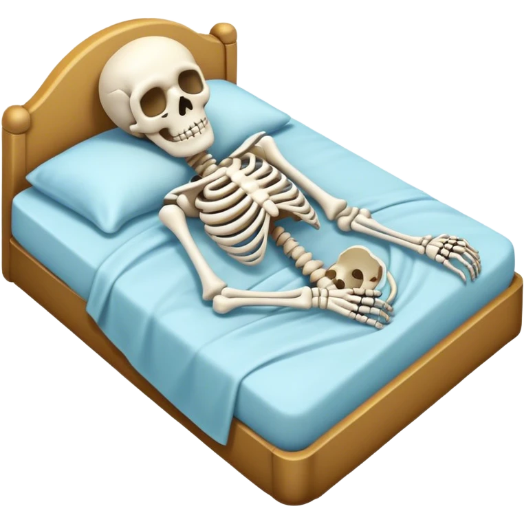 Skeleton sleeping on bed emoji