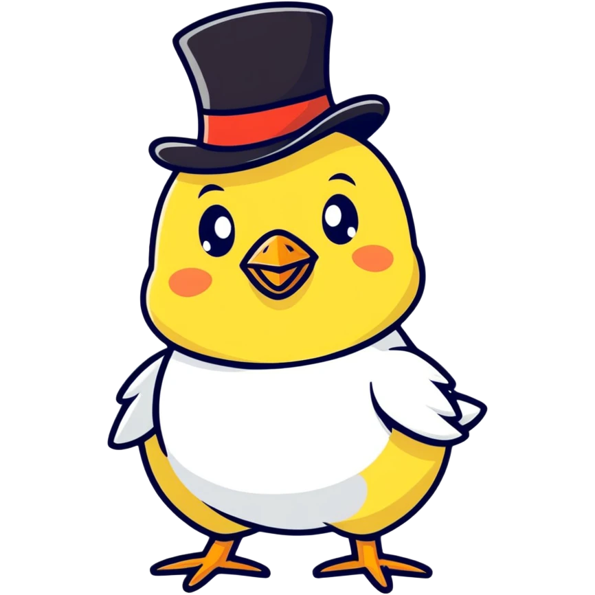 A baby chicken with a top hat  emoji