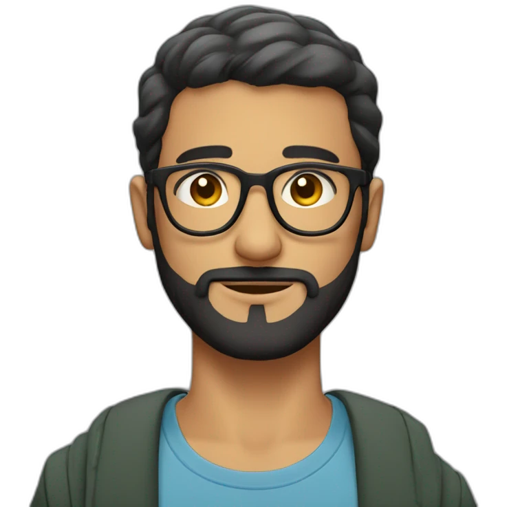 arabic guy with short hair, small beard and tranparent glasses emoji