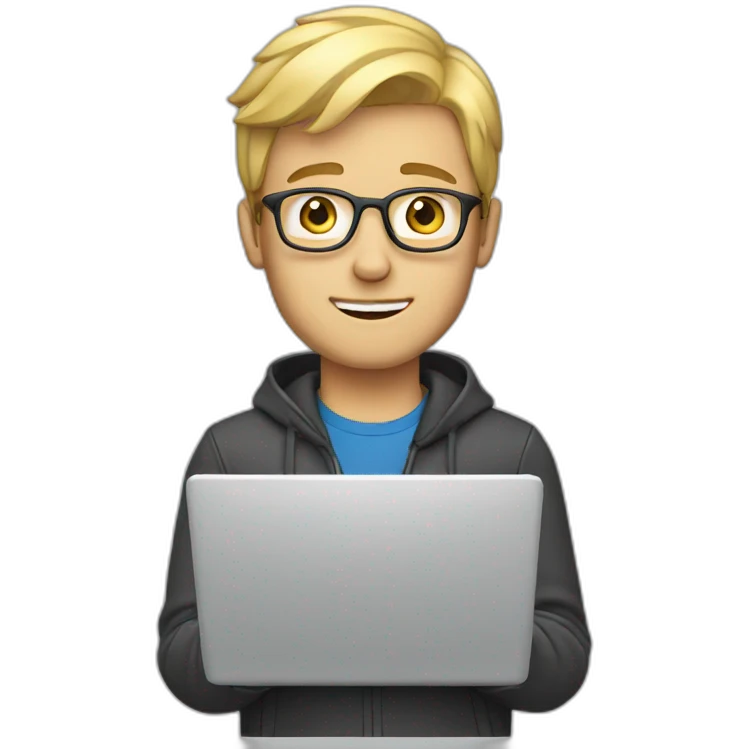blonde guy with laptop emoji