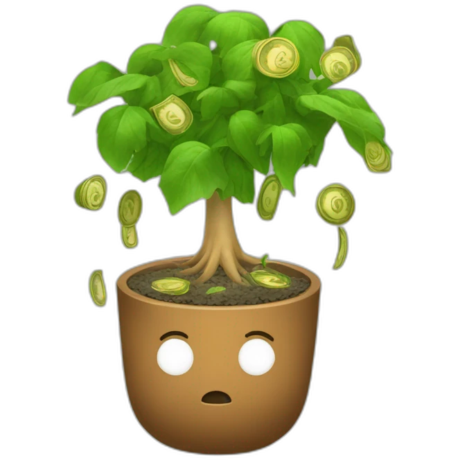 Baby brown jellyfish planting money tree emoji