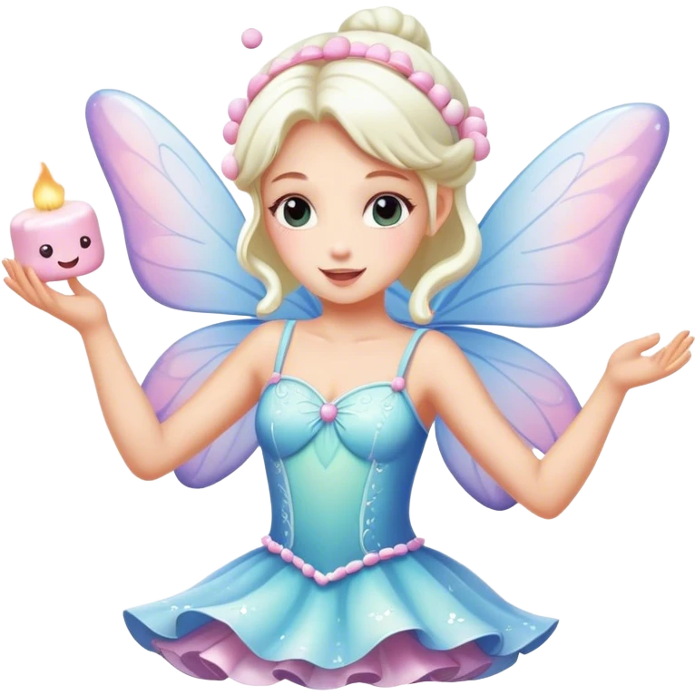 Dancing fairy with marshmallows emoji