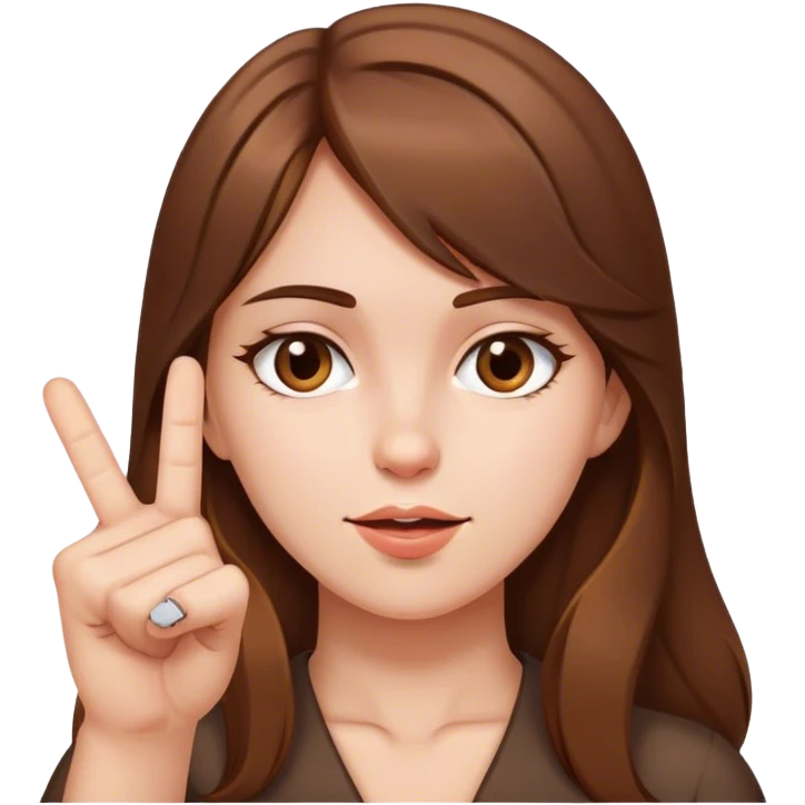 a brown haired girl giving the middle finger emoji