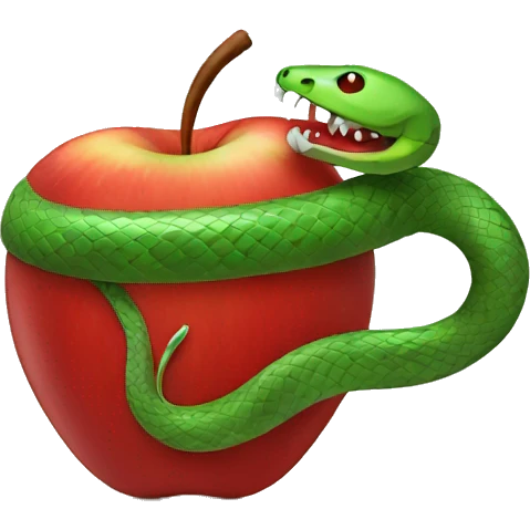 snake wrapped around red apple emoji