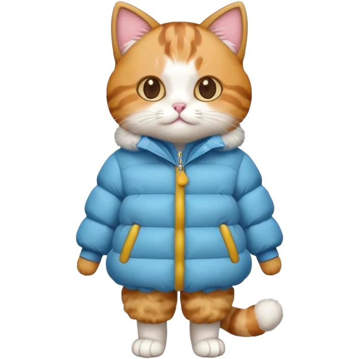 a full body of cute cat with puffer clothes emoji