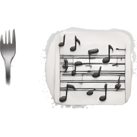 big plate of music notes with fork and knife emoji