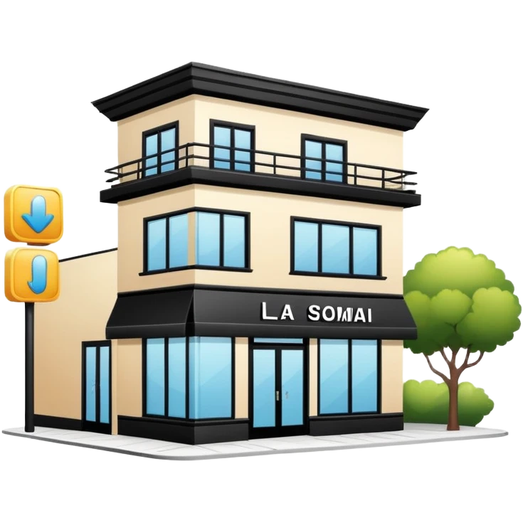 three beauty salon buildings connected by lines emoji