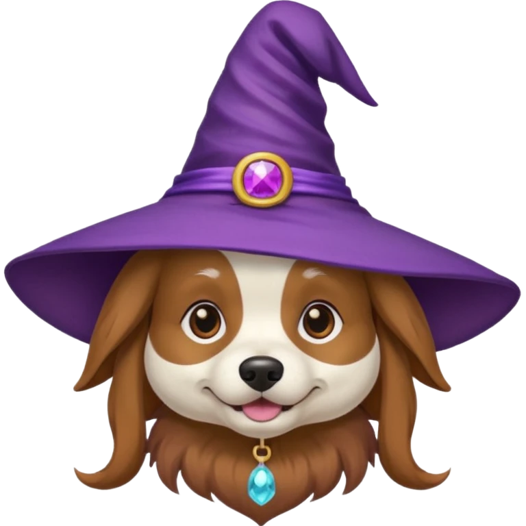 dog wear purple wicth hat emoji