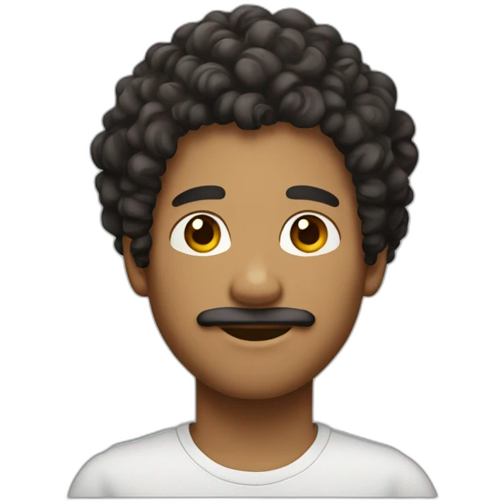 Curly hair man, light mustache, lightskin black emoji