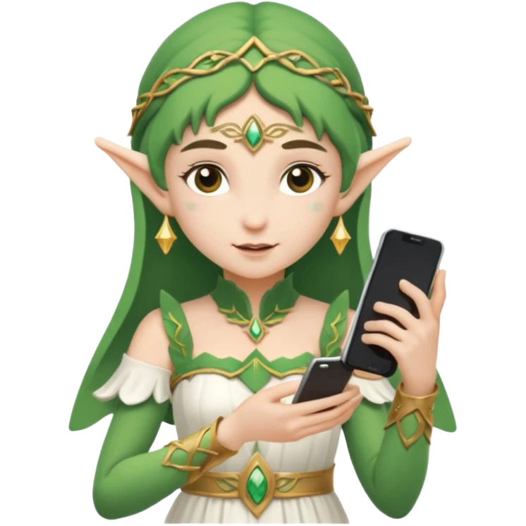 elf with greece custome dress and smartphone emoji