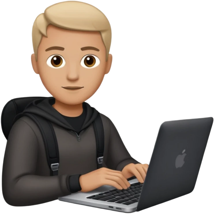 A marketer with a black macbook emoji