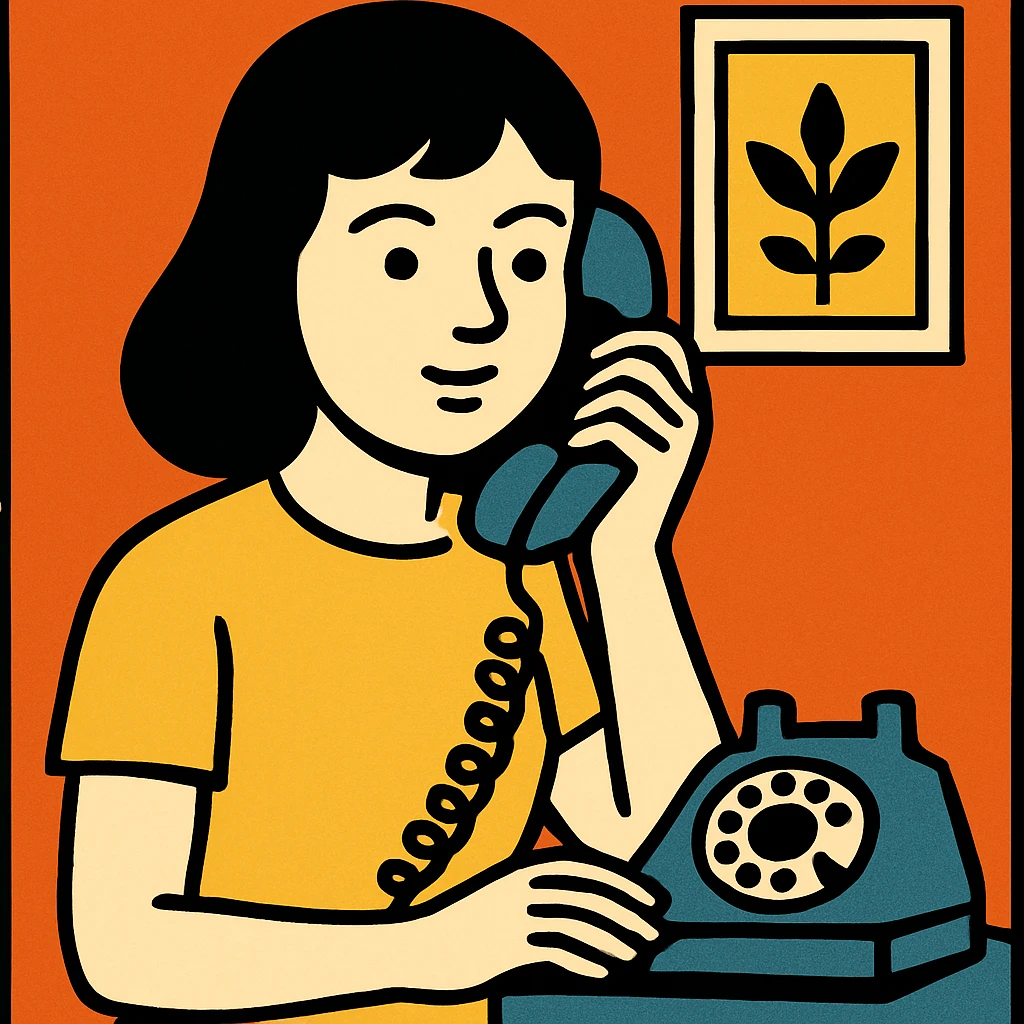 girl talking on telephone in her room emoji