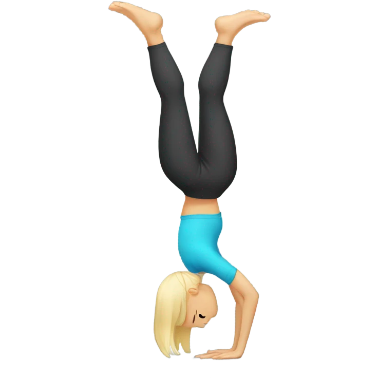 A blond girl who is doing a handstand emoji