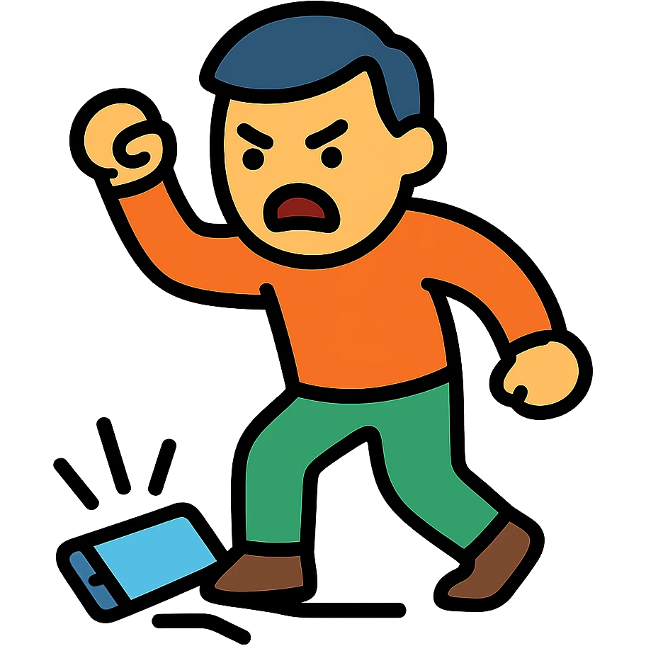 Man angrily smashing a smartphone on the ground emoji