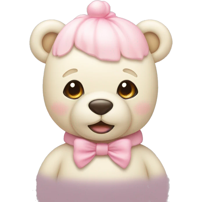 Cream colored teddy bear with pastel pink on top of head emoji