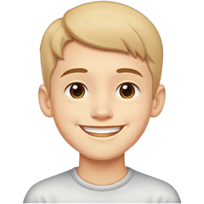 Boy with a long chin smiling  emoji