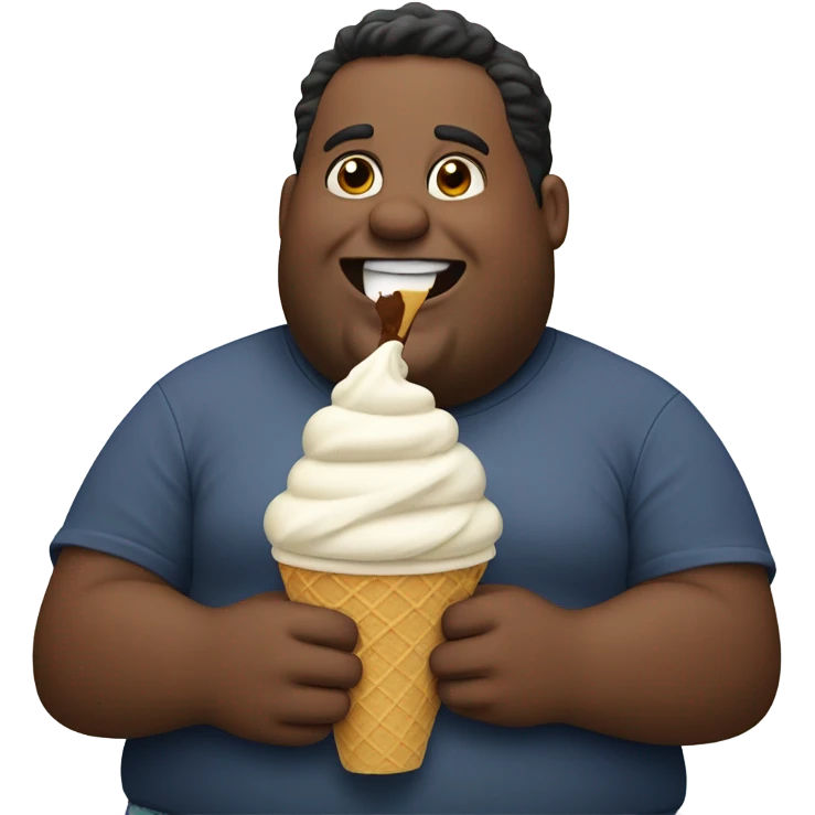 fat man eating ice cream emoji