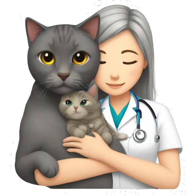cat cuddles veterinarian girl emoji