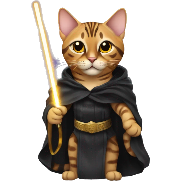 Bengal cat dressed as emperor palpatine with lightning bolts coming out of its paws emoji