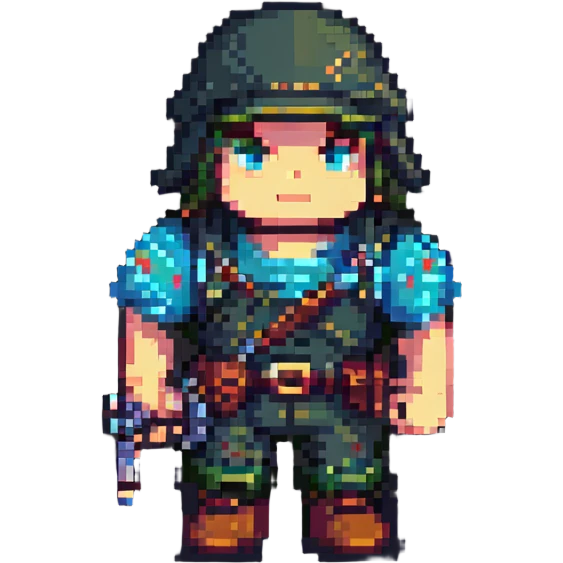 mercenary, pixel art, retro video game look emoji
