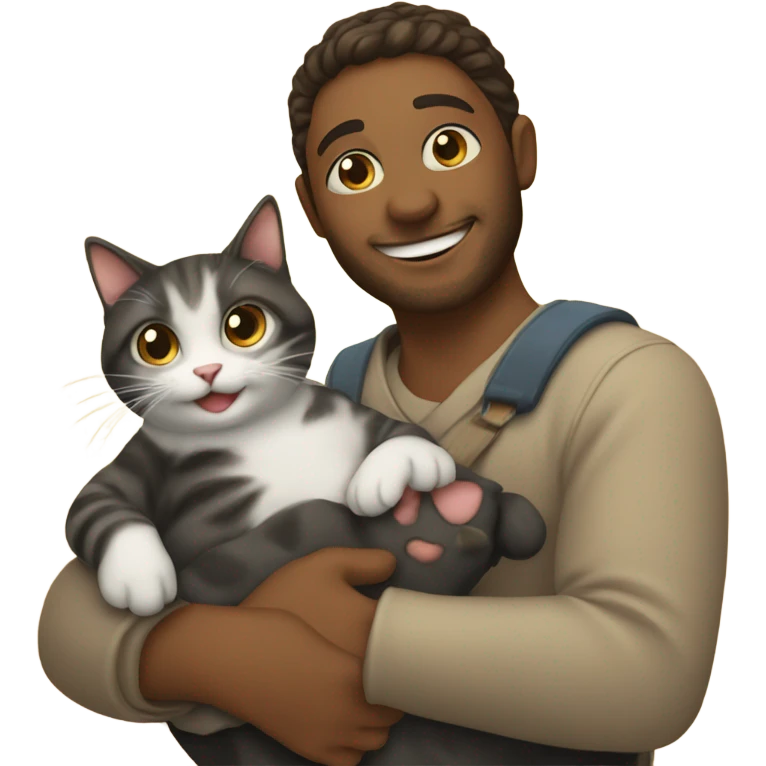 Person holding cat smiling emoji