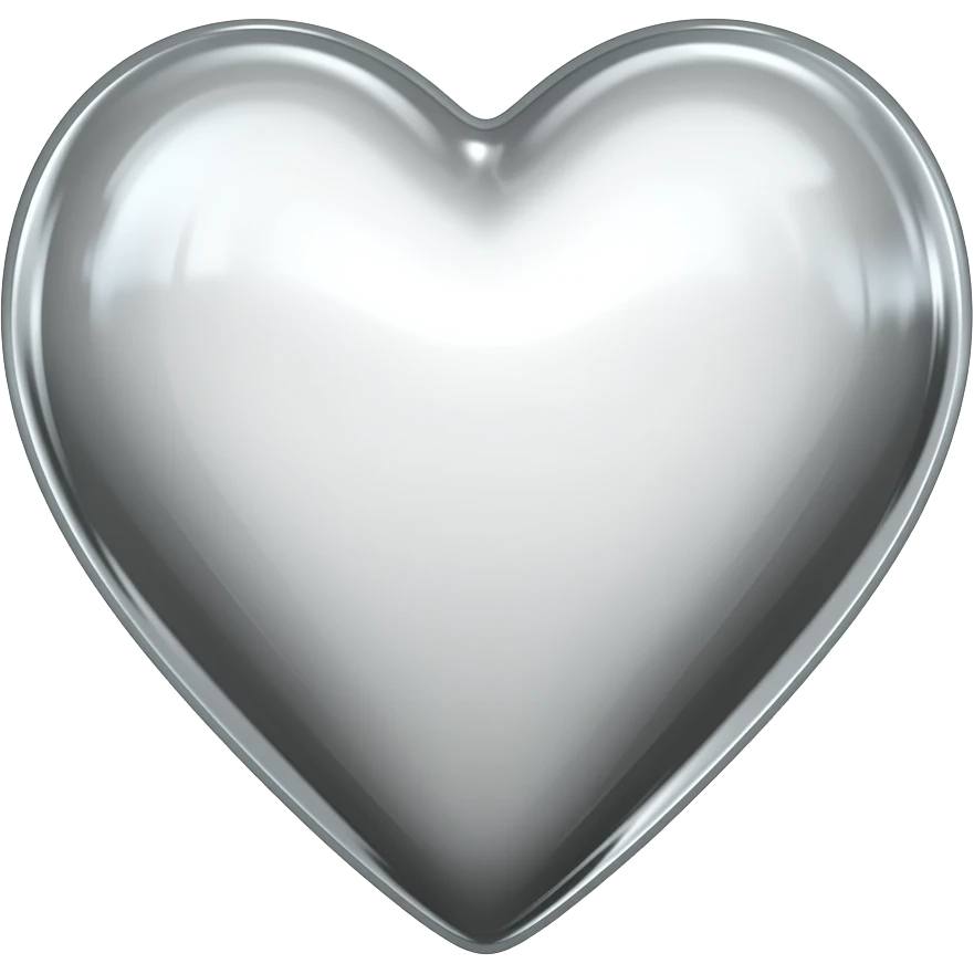 aesthetic heart, chrome glossy, soft light reflection, minimal, clean background, trendy style emoji