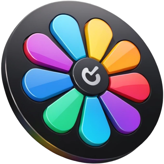 Davinci resolve "Color managment" shape, glossy iconm (rainbow colors) emoji