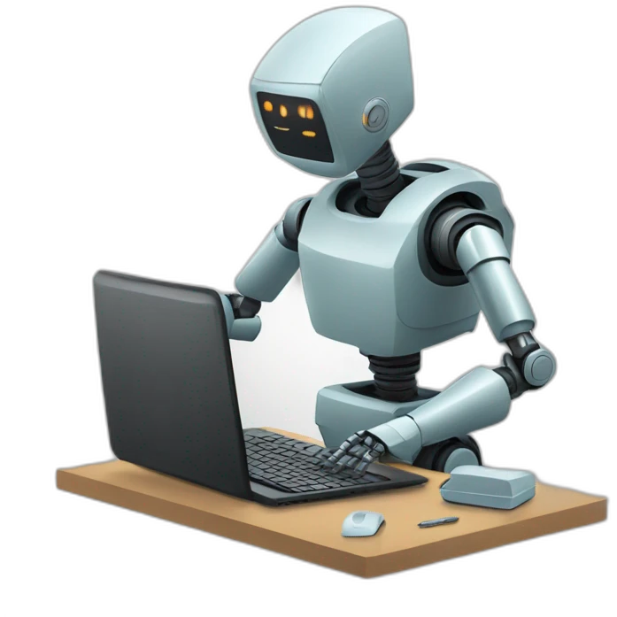 Robot trabajando con ordenador emoji