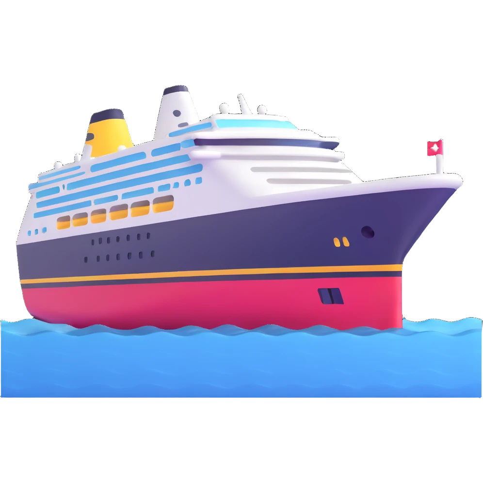 cruise ship on ocean emoji