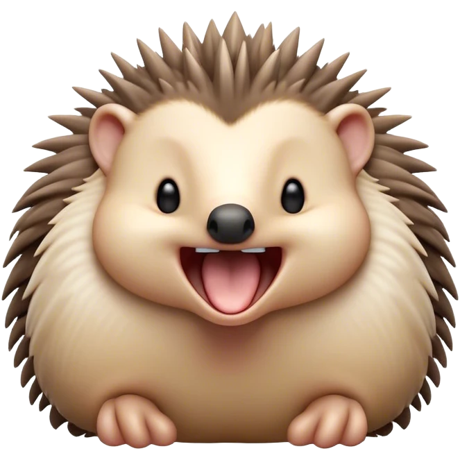 Cinematic Cute Yawning Echidna Portrait Emoji, Head tilted slightly with a dramatic, wide-open yawn, showcasing a soft, downy spiky fur with a slightly drooping snout and small, drowsy eyes, Simplified yet irresistibly adorable features, highly detailed, glowing with a soft, cozy glow, high shine, relaxed yet expressive, stylized with a touch of prickly whimsy, bright and endearing, soft glowing outline, capturing the essence of a sleepy yet affectionate echidna, so drowsy it feels like it could curl up out of the screen for a nap! emoji