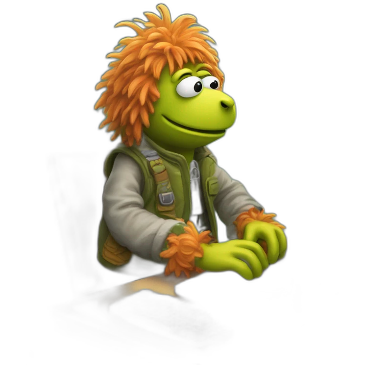 fraggle software engineer typing code on laptop emoji