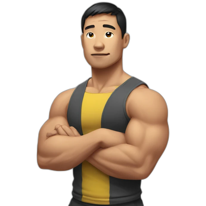 Asian CrossFiter crosses his arms emoji