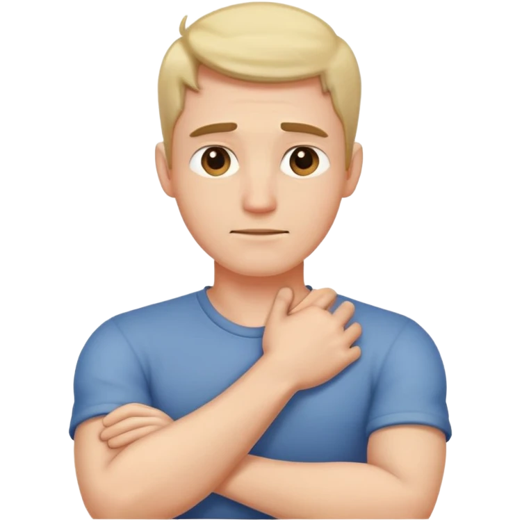 Arms crossed holding neck guy emoji