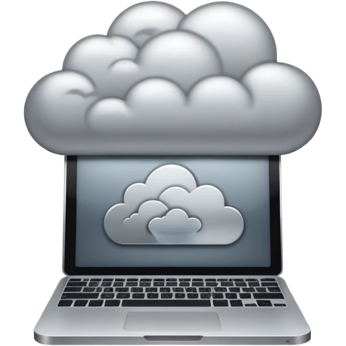 Computer transforming into a cloud emoji