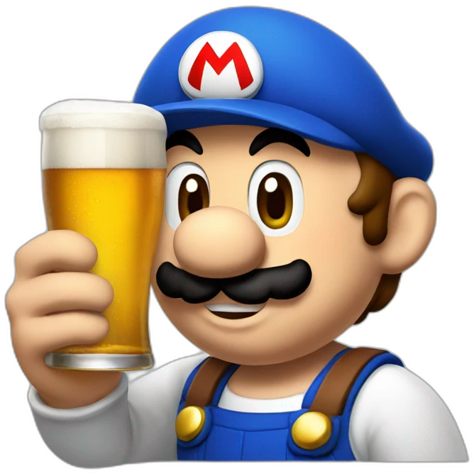 Super mario with beer emoji