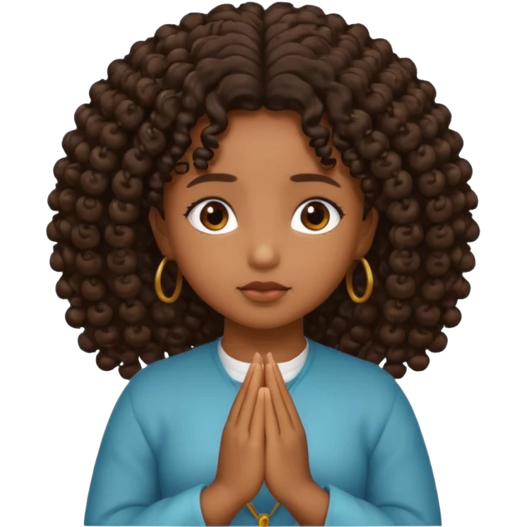 brown girl praying curls black emoji