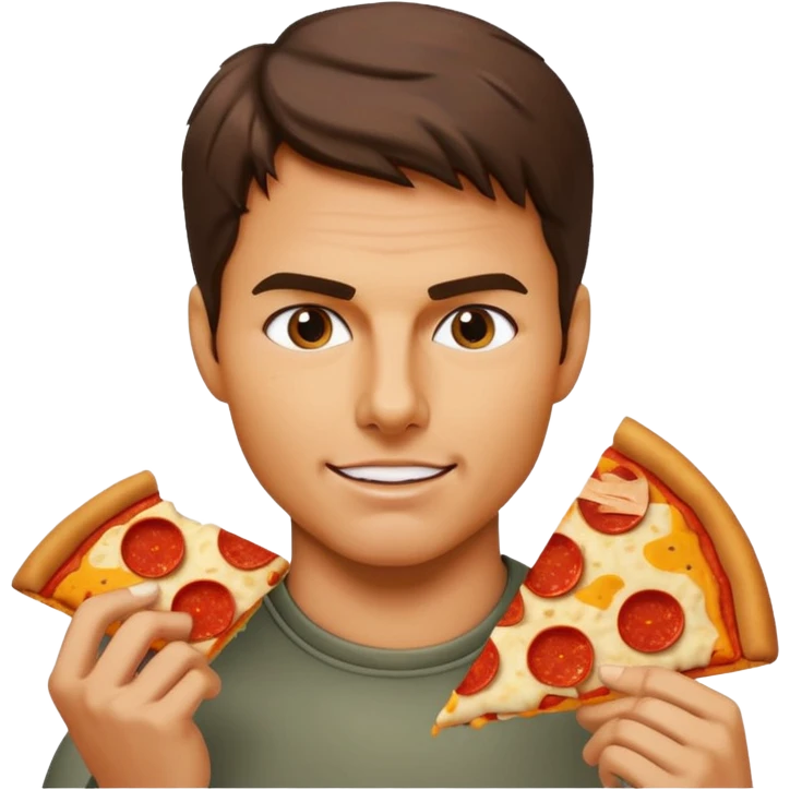 Tom Cruise eating cat pizza emoji