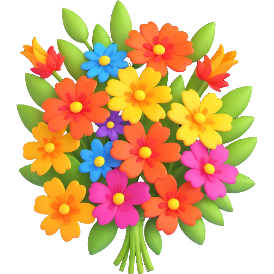 A bright floral bouquet, vibrant colors emoji
