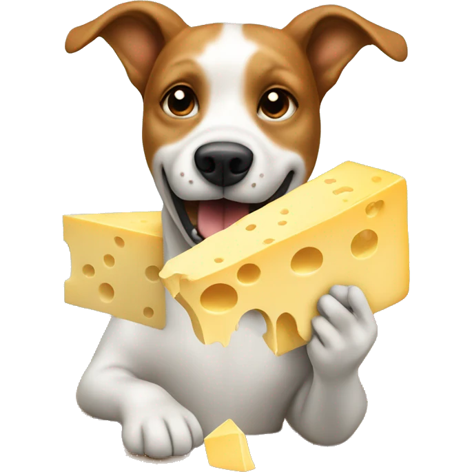 Dog eating a block of cheese emoji