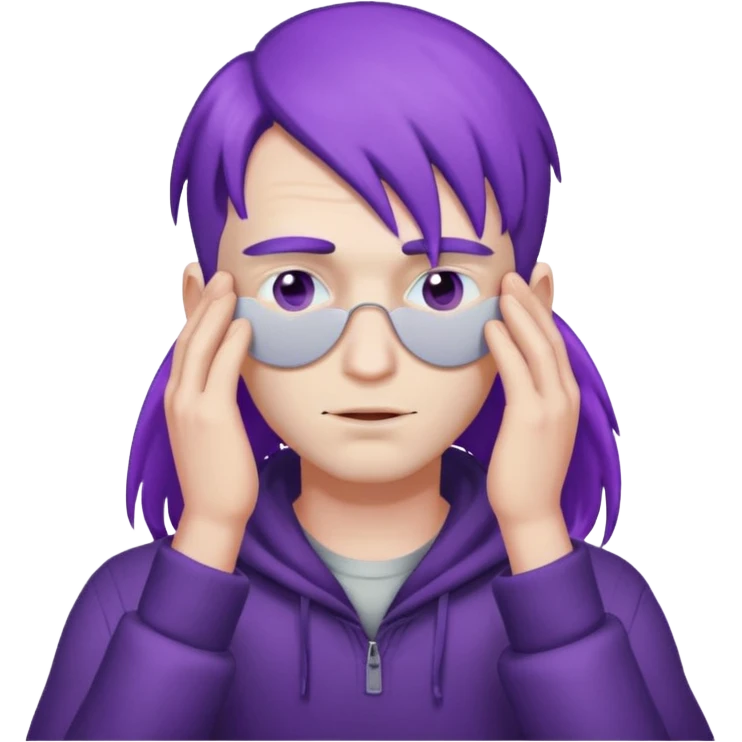 men with purple hair which cover eyes emoji