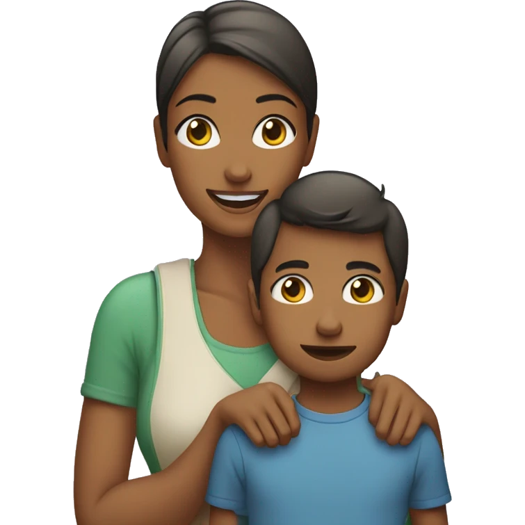 mother carrying son on her shoulders emoji