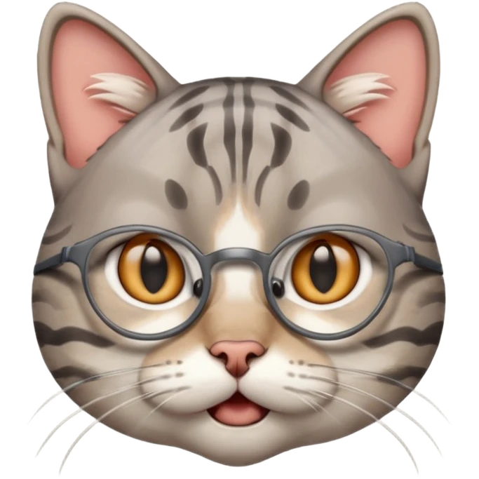generate a nerdy, confused cat who is also in a state of panic emoji