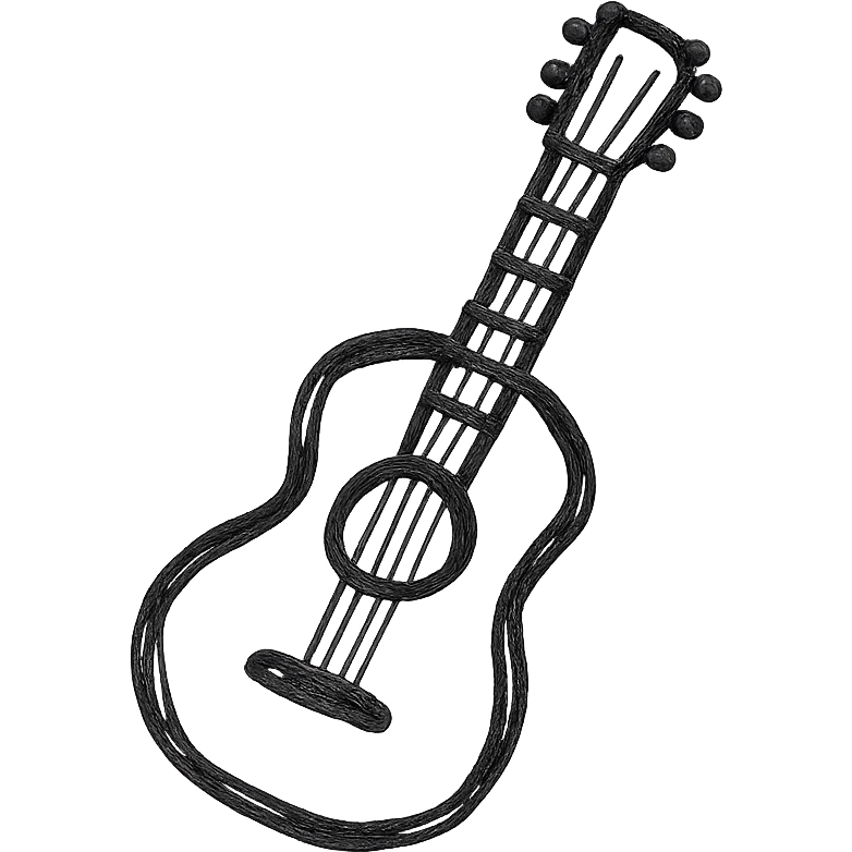 guitar icon, hand drawn black outline emoji