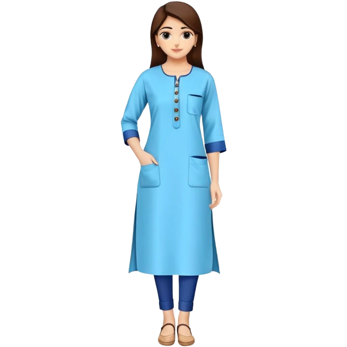 Straight-cut plain kurti with buttons and pockets emoji