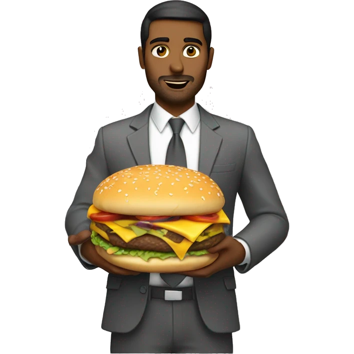 White GCC men holding cheeseburger  emoji