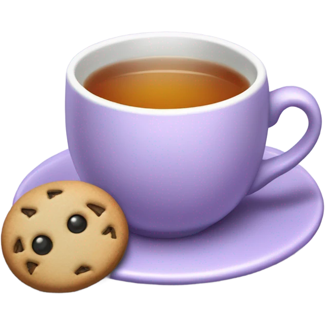 Lavander tea cup with cookie emoji