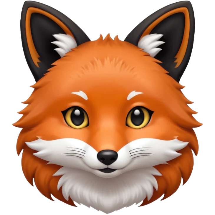 une tête de renard trop kawaii avec des poils noirs à la place de tout les poils blancs emoji